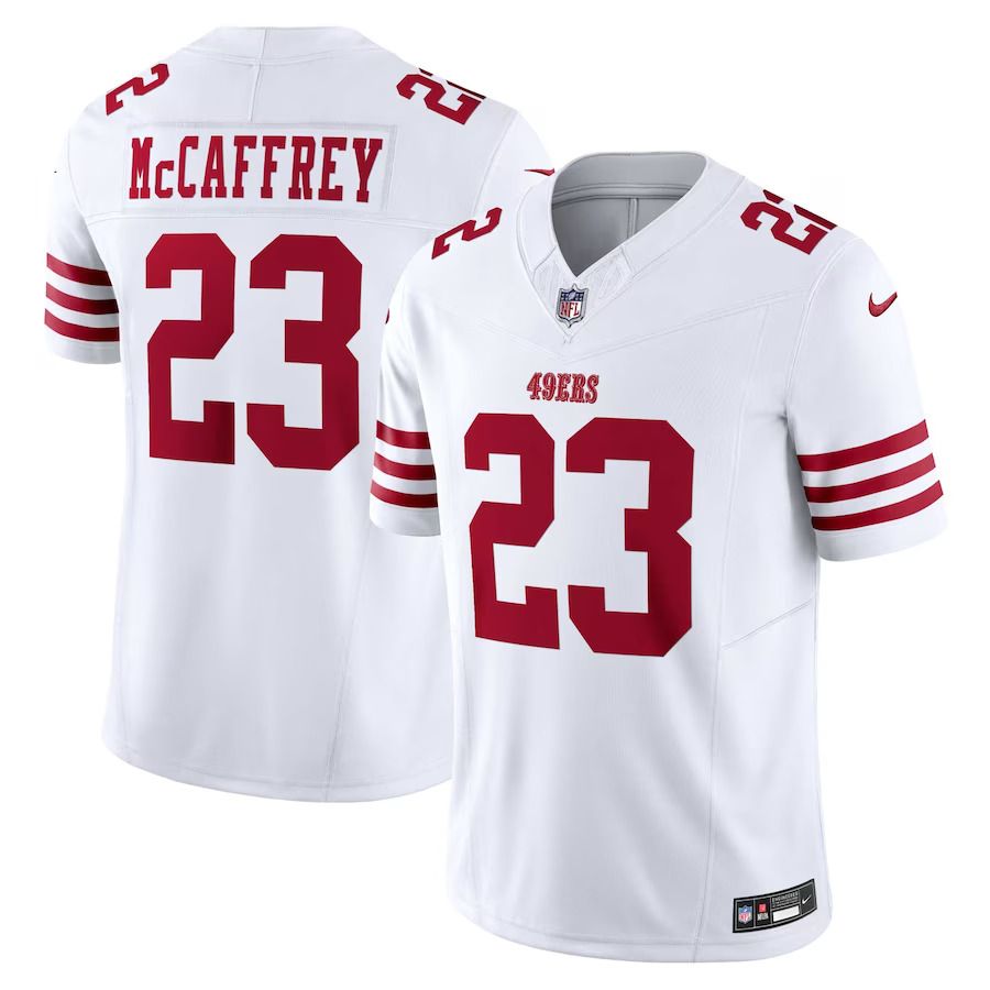 Men San Francisco 49ers #23 Christian McCaffrey Nike White Vapor F.U.S.E. Limited NFL Jersey